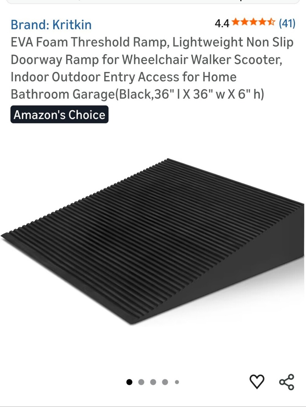 Black EVA Foam Non-Slip Threshold Ramp